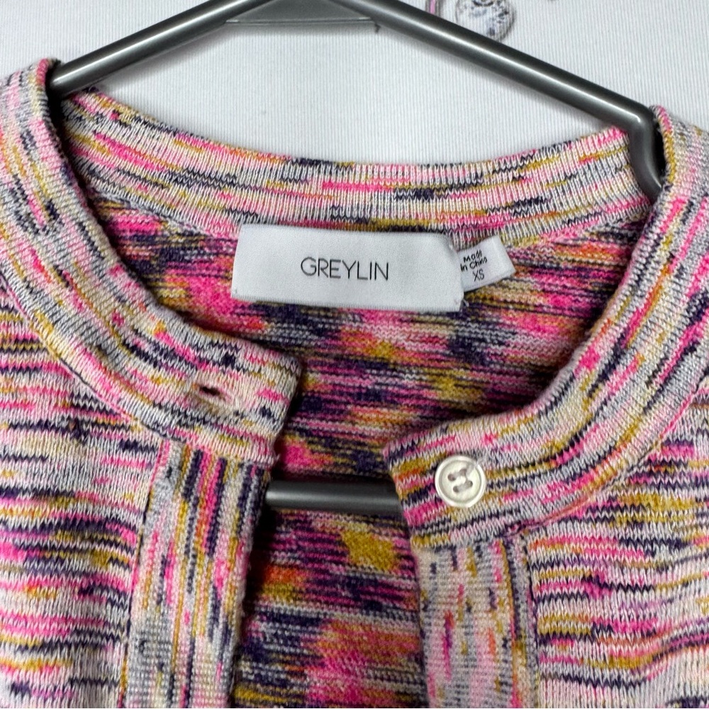 Greylin cardigan heathered rainbow 🌈 button up sweater pink soft stretchy BNWT - Picture 6 of 10
